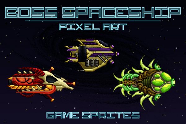 Free Pixel Art Enemy Spaceship 2D Sprites CraftPix Net