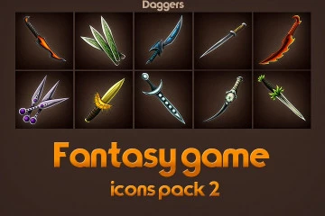 Free Game Icons of Fantasy Daggers – Pack 2