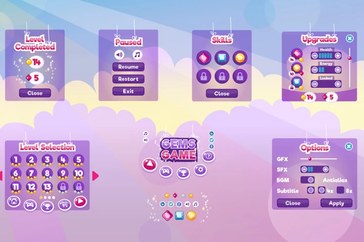 Gems Games – Free GUI