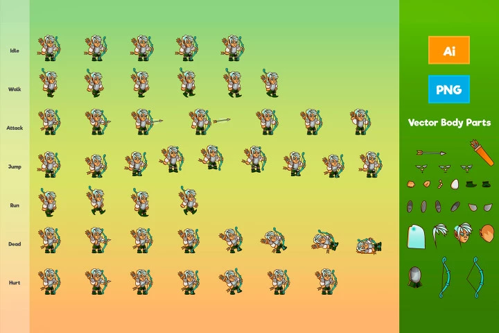 2D Game Elf Character Sprite