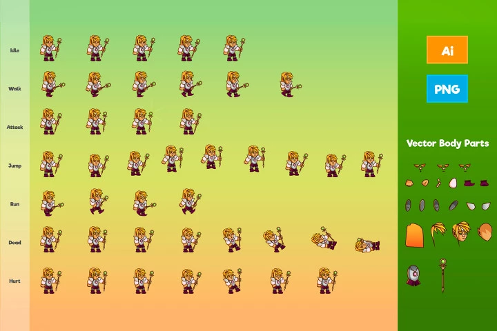 2D Game Elf Character Sprite