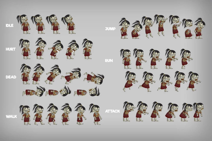 2D Game Zombie Character – Free Sprite Pack 1