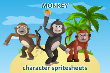 2D Game Monkey Character Sprite