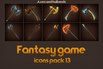Game Icons of Fantasy Axes and Halberds – Pack 13