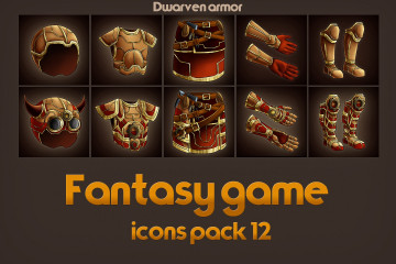 Game Icons of Fantasy Dwarven Armor – Pack 12