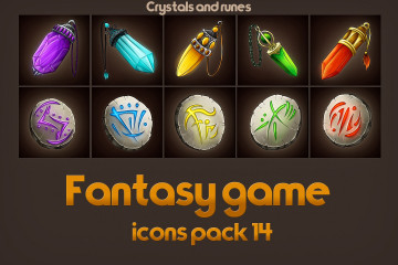 Game Icons of Fantasy Runes and Crystals – Pack 14