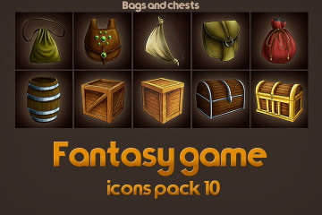 Game Icons of Fantasy Bags Chests – Pack 10