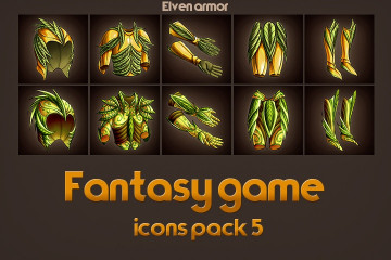 Game Icons of Fantasy Elven Armor – Pack 5