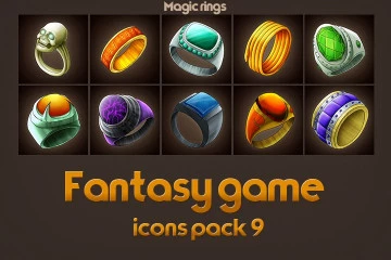 Game Icons of Fantasy Magic Rings – Pack 9