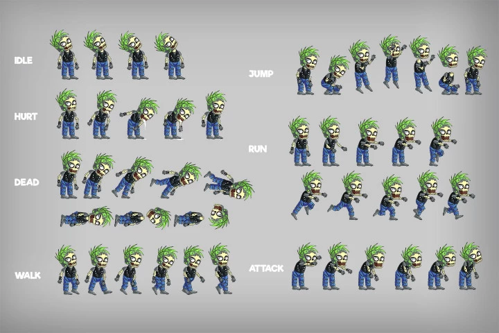 2D Game Zombie Character Free Sprite 4