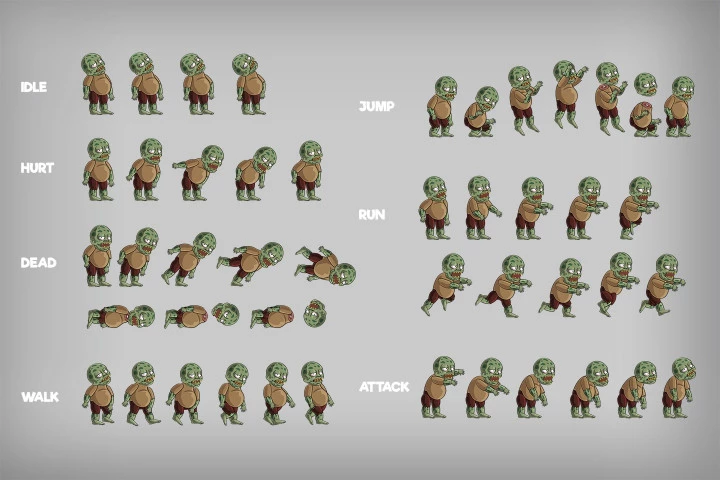 2D Game Zombie Character Sprite 1