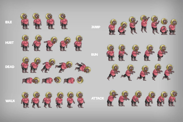 2D Game Zombie Character Sprite 2