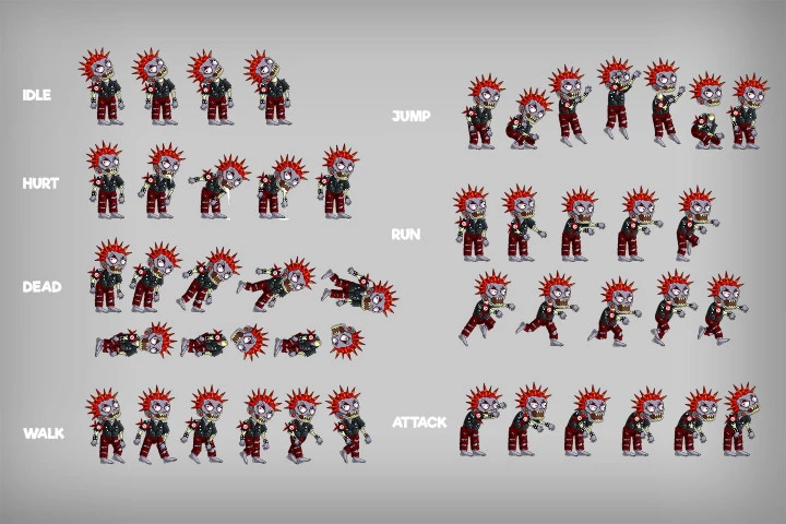 2D Game Zombie Character Sprite 5