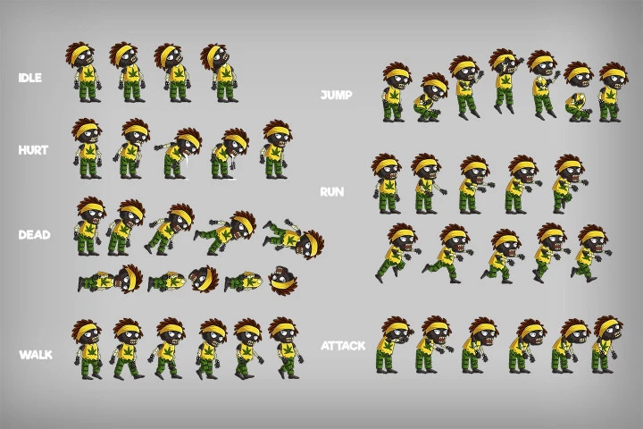 2D Game Zombie Character Sprite 6