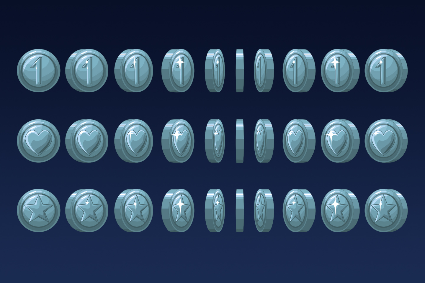 Here you can download free set of Game Coins Sprite Sheets. 
