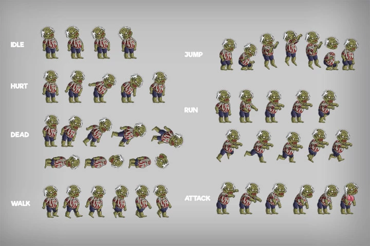 2D Game Zombie Character Sprite 3