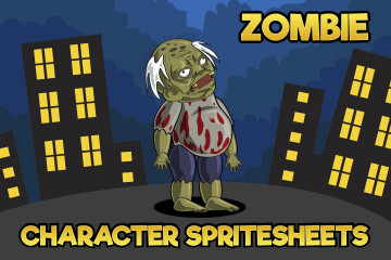 Crazy Zombie Enemy Game 2D Character Sprite