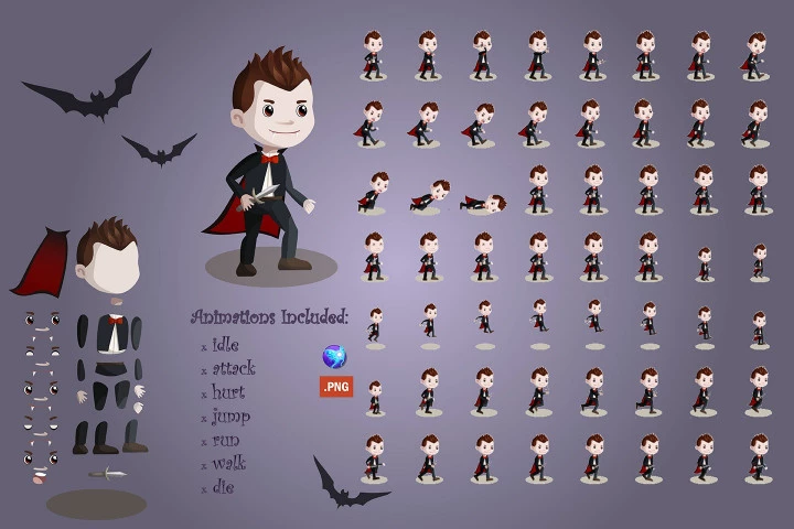 Halloween 2D Game Character Sprite Sheets