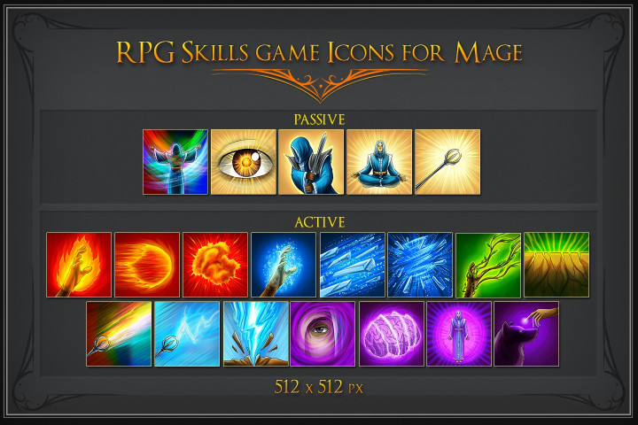 RPG Skill Icons for Mage - CraftPix.net