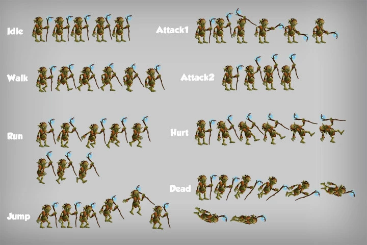 2D Game Goblin Character Sprite