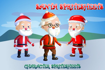 2D Game Santa Character Sprite Sheets