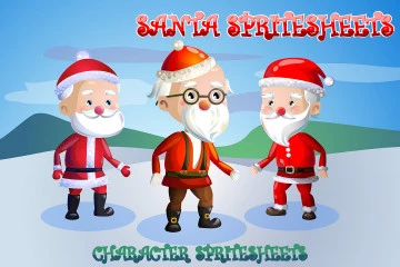 2D Game Santa Character Sprite Sheets