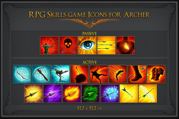 RPG Skill Icons for Archer - CraftPix.net