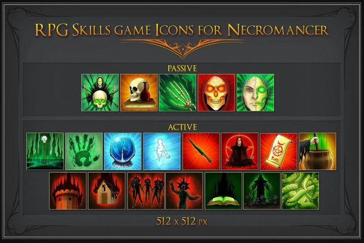 RPG Skill Icons for Necromancer