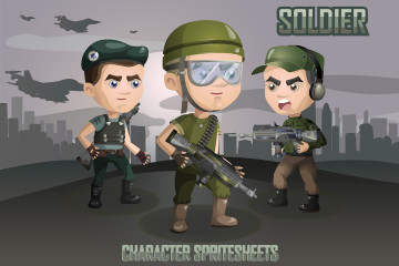 2D Game Soldiers Character Sprites Sheets