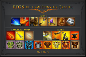Free RPG Skill Icons for Crafter, Blacksmith and Gnome