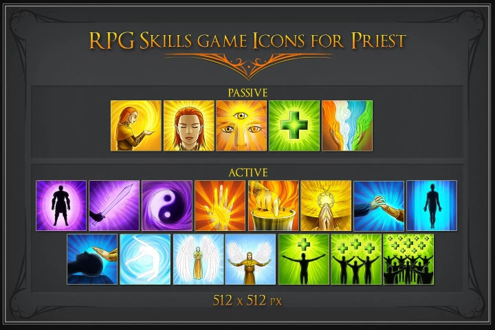 RPG Skill Icons for Priest