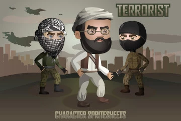 2D Game Terrorists Character Free Sprites Sheets