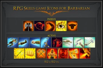 RPG Skill Icons for Barbarian