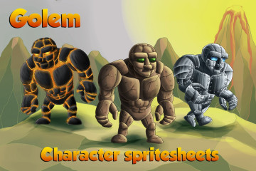 2D Game Golem Character Sprites