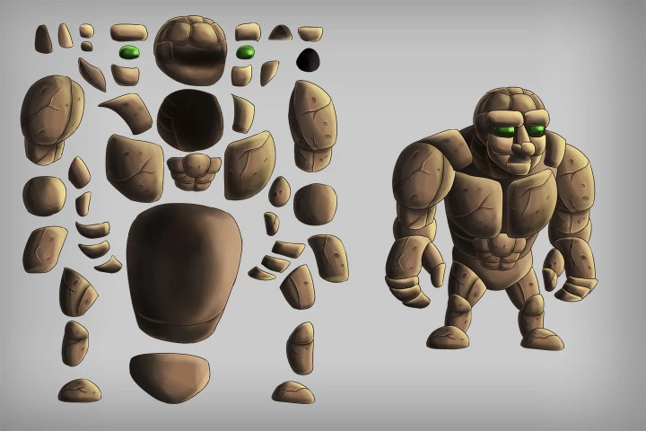 2D Game Golem Character Sprites