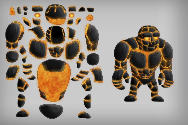 2D Game Golem Character Sprites
