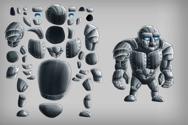 2D Game Golem Character Sprites
