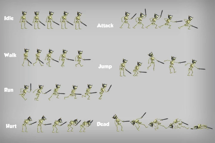 2D Game Skeleton Character Sprites