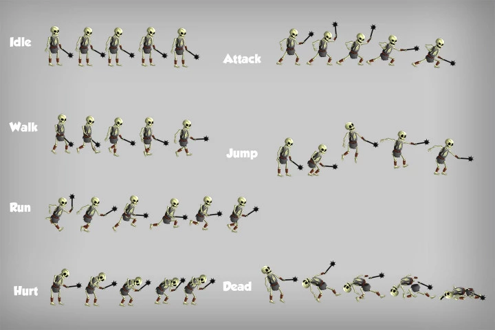 2D Game Skeleton Character Sprites