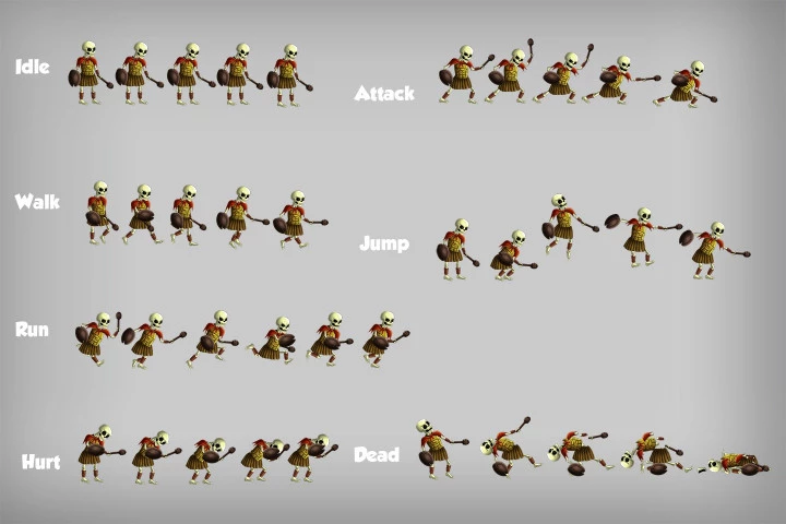 2D Game Skeleton Character Sprites