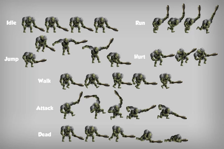 2D Game Troll Free Character Sprites