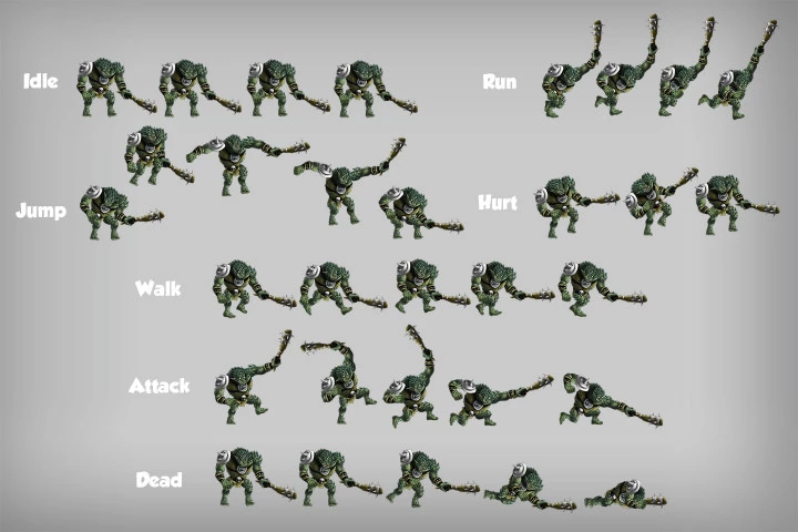 2D Game Troll Free Character Sprites