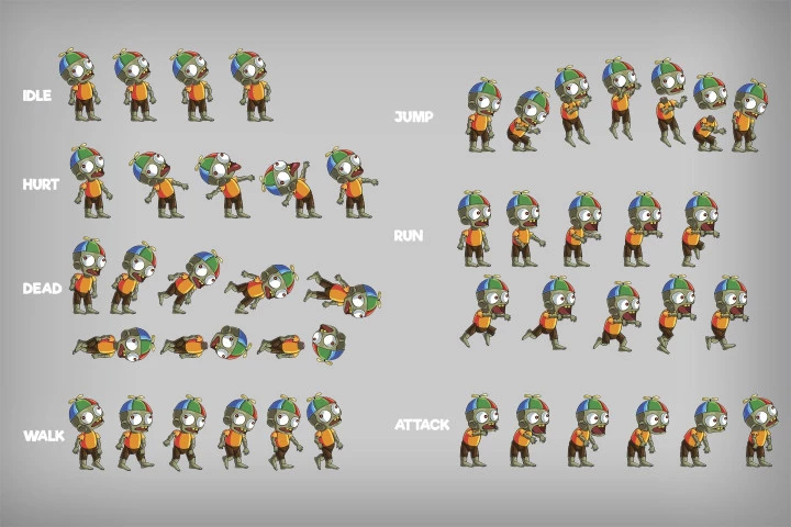 2D Game Zombie Kids Character Sprite 8