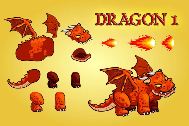 2D Fantasy Dragons Character Sprite