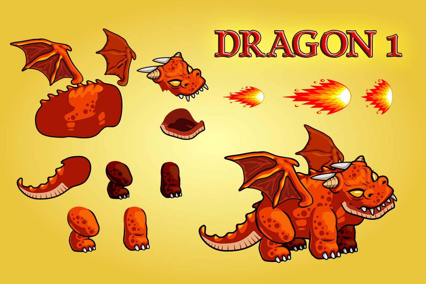 2D Fantasy Dragons Character Sprite 