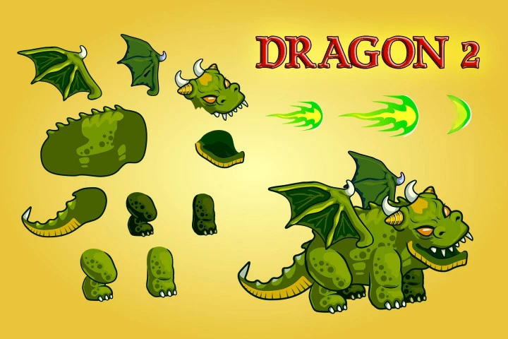 2D Fantasy Dragons Character Sprite