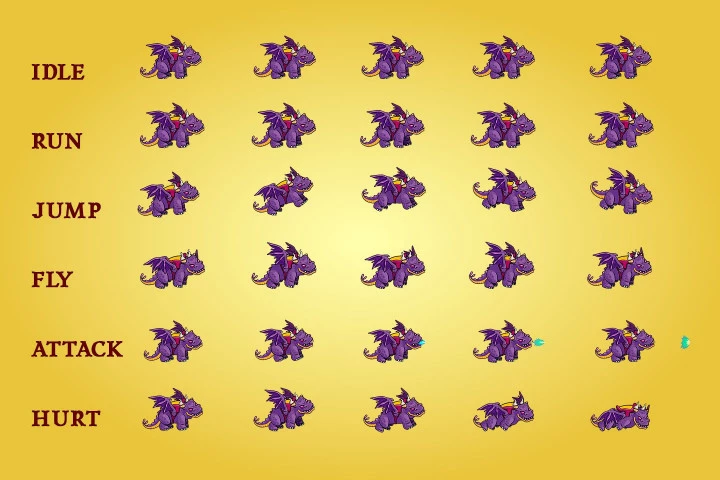 2D Fantasy Dragons Character Sprite