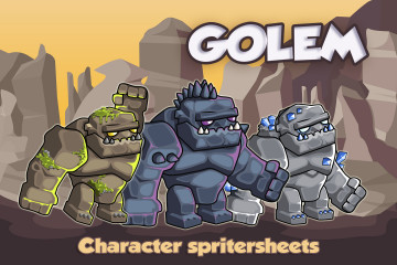 2D Fantasy Golems Character Sprite