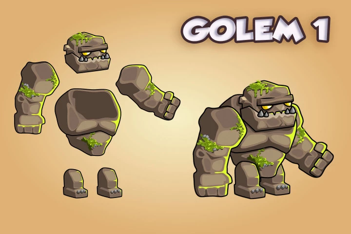 2D Fantasy Golems Character Sprite