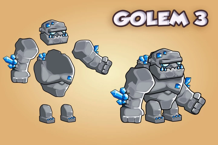 2D Fantasy Golems Character Sprite
